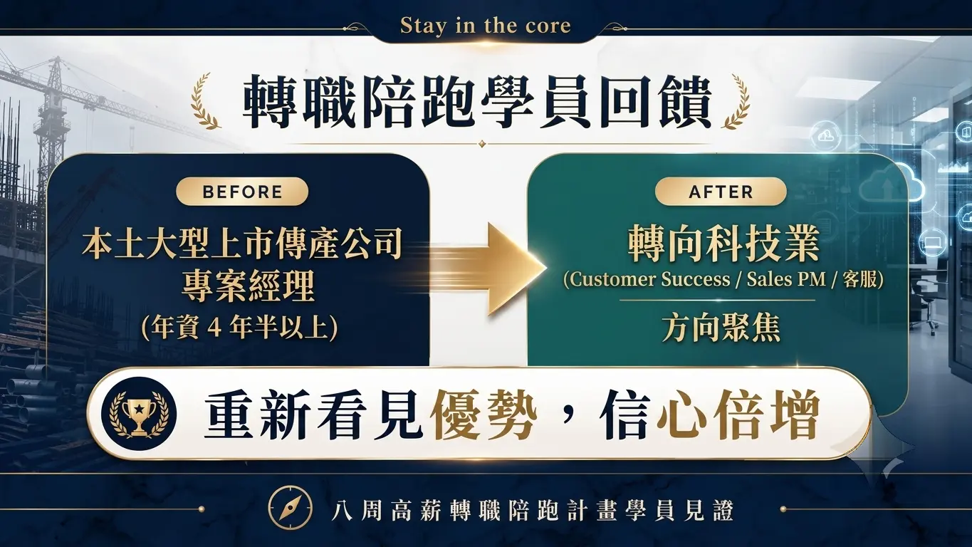 轉職陪跑學員回饋｜從傳產專案經理邁向科技業新方向