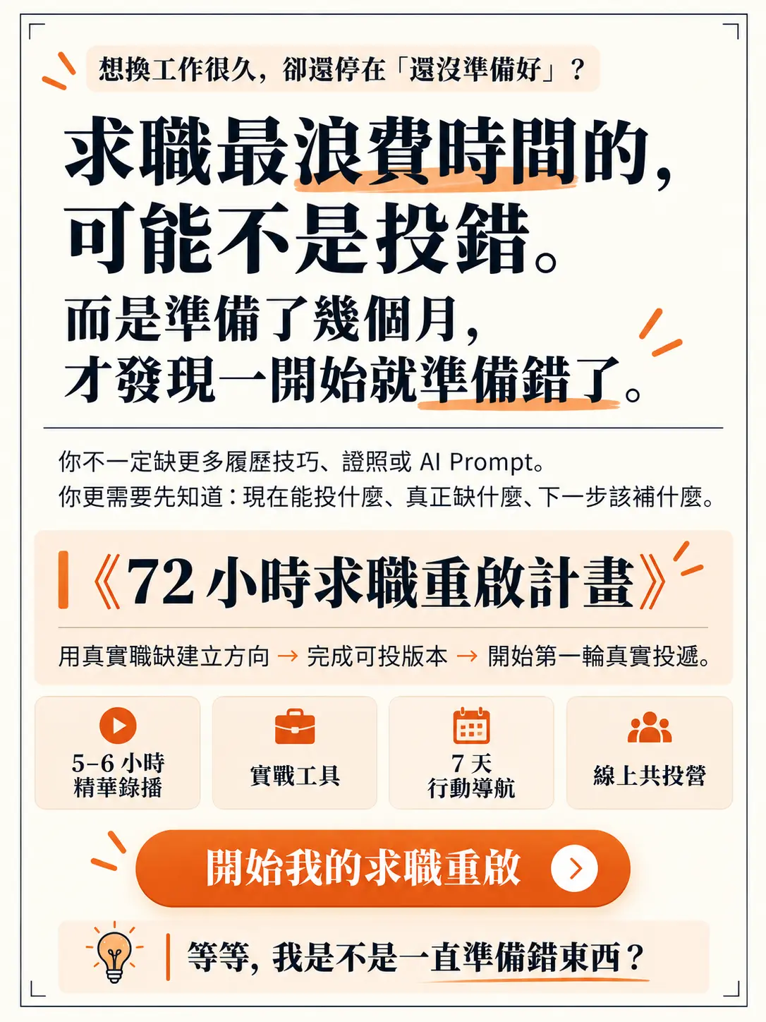72 小時求職重啟計畫|極速求職行動課